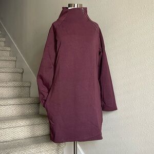 Earth Yoga Sz L Burgundy Organic Cotton Cozy Karma Sweatshirt Dress